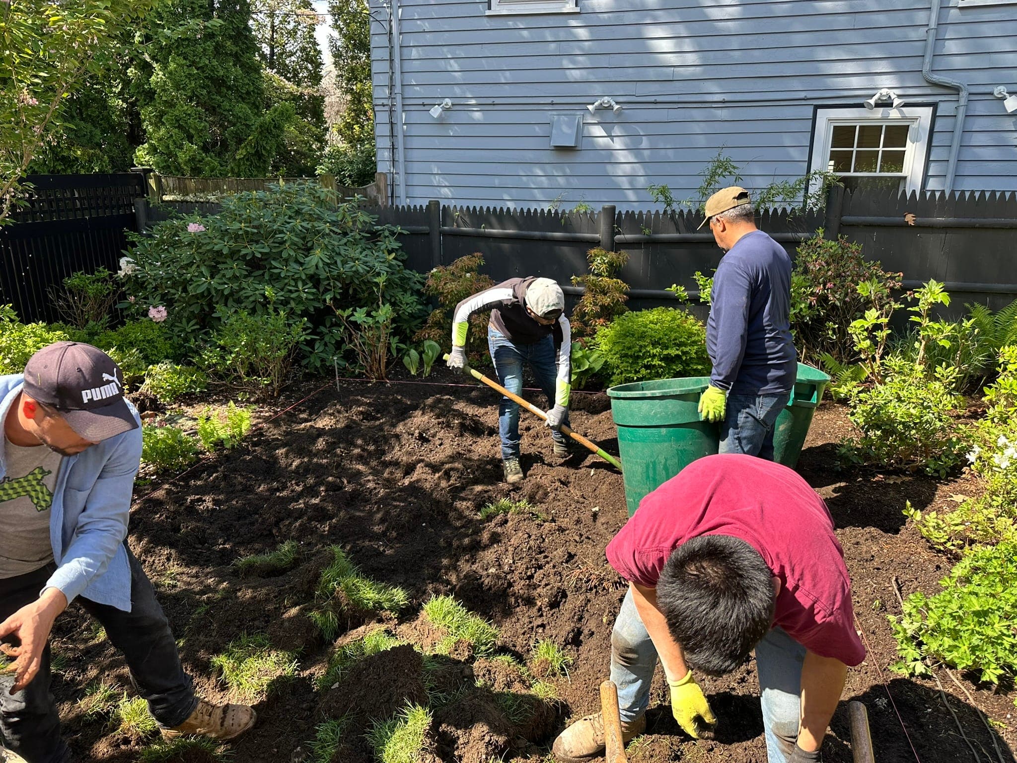 Crew Planting Garden Beds